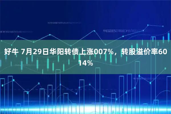 好牛 7月29日华阳转债上涨007%，转股溢价率6014%